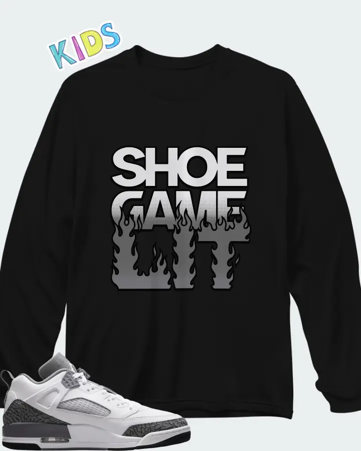 Jordan Spizike Low Wolf Grey Matching Kid's Long Sleeve T-Shirt