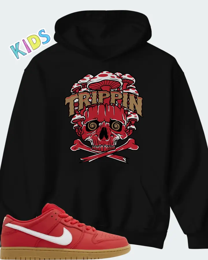 Nike Dunk Low Pro SB University Red Gum Matching Kid's Hoodie