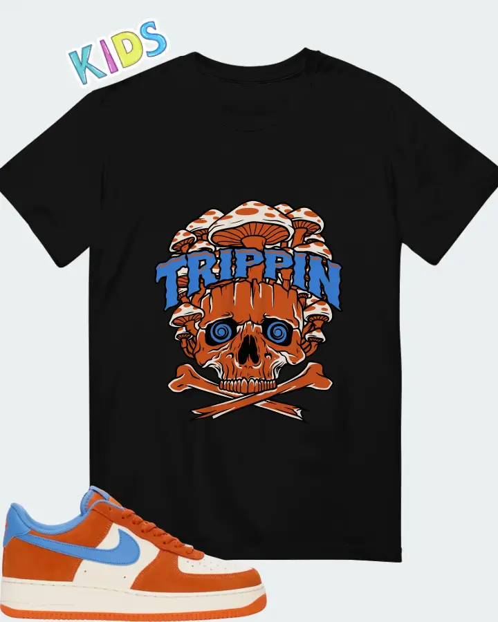 Nike Air Force 1 '07 LV8 Safety Orange University Blue Matching Kid's T-Shirt