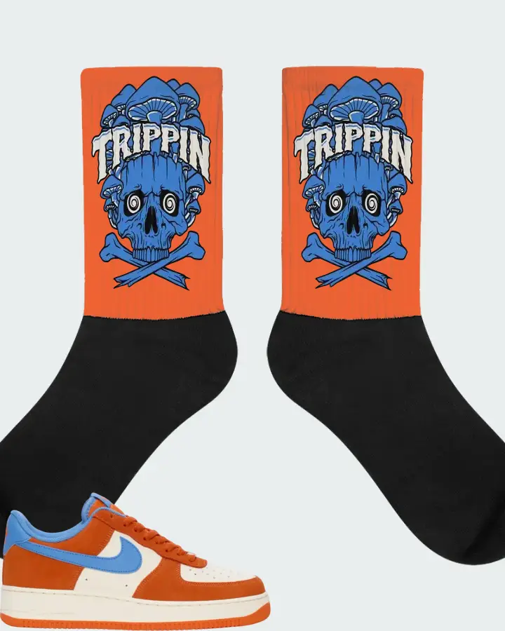Nike Air Force 1 '07 LV8 Safety Orange University Blue Matching Socks