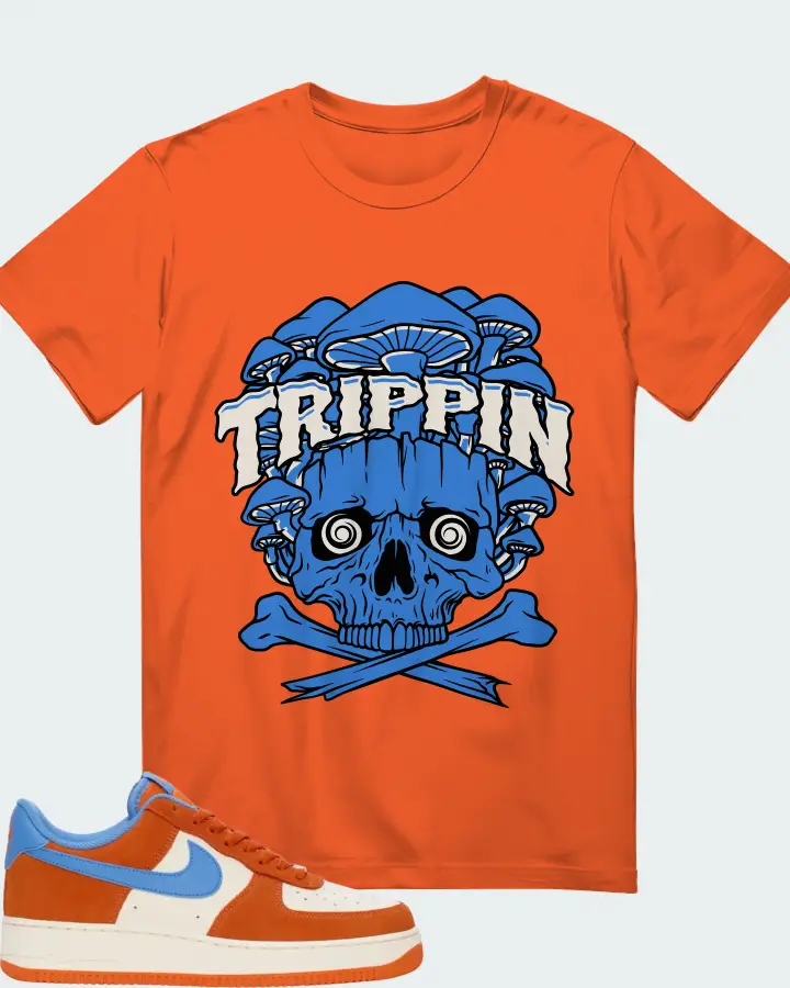 Nike Air Force 1 '07 LV8 Safety Orange University Blue Matching T-Shirt