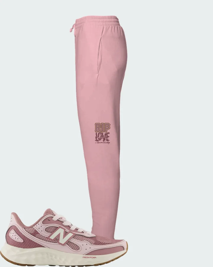 New Balance Fresh Foam Arishi v4 Tiralux Pink Salt with Rosewood Sea Salt Matching Joggers