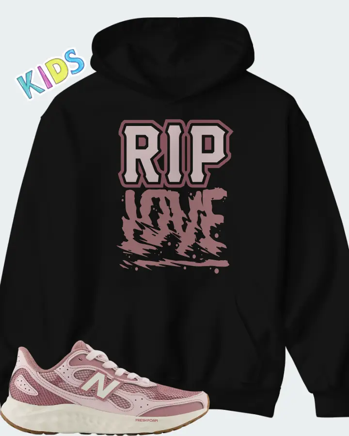New Balance Fresh Foam Arishi v4 Tiralux Pink Salt with Rosewood Sea Salt Matching Kid's Hoodie