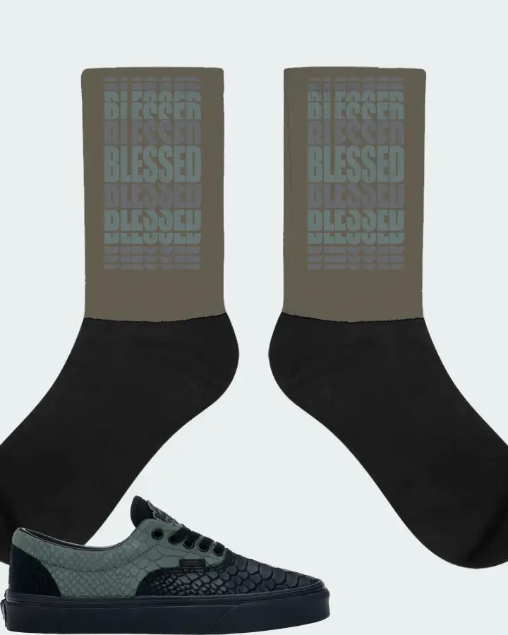 Vans Era Sneaker Matching Army Green Socks - BLESSED Many Times