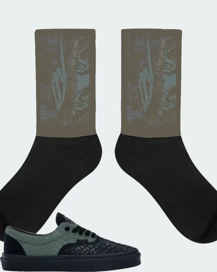 Vans Era Sneaker Matching Army Green Socks - Peace of mind