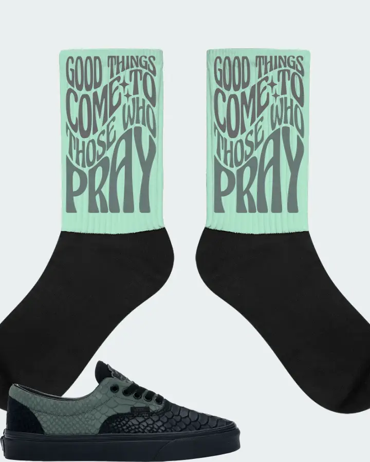 Vans Era Sneaker Matching Mint Socks - Good Things Come To Those Who Pray