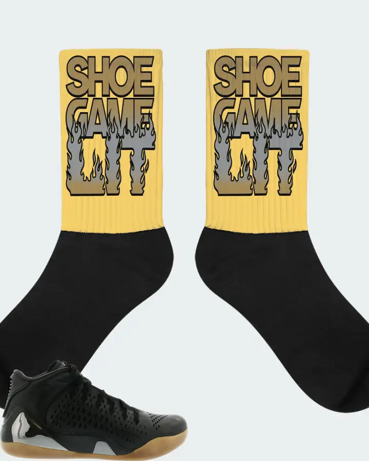 Nike Kobe 9 EXT Mid Sneaker Matching Yellow Socks - Shoe Game Lit Refreshed