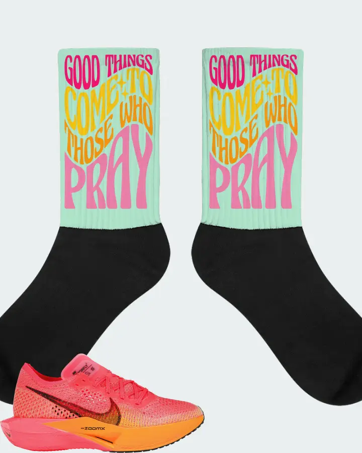 Nike ZoomX Vaporfly 3 Sneaker Matching Mint Socks - Good Things Come To Those Who Pray