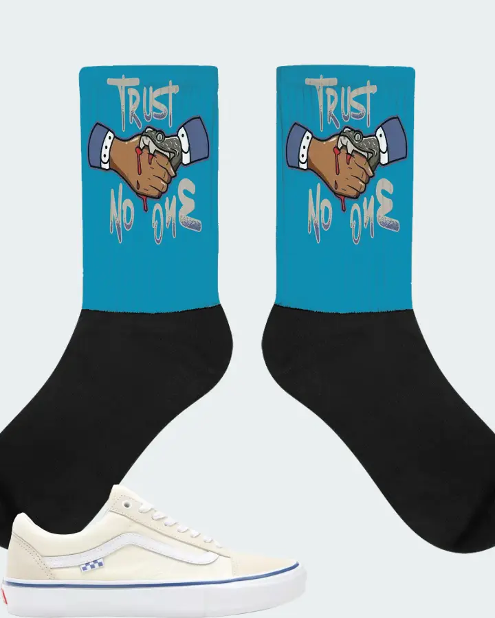 Vans Skate Old Skool Sneaker Matching Aqua Socks - Trust No One