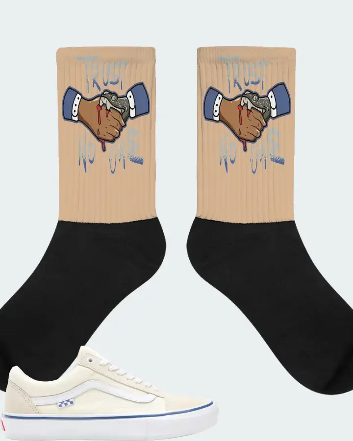 Vans Skate Old Skool Sneaker Matching Cream Socks - Trust No One
