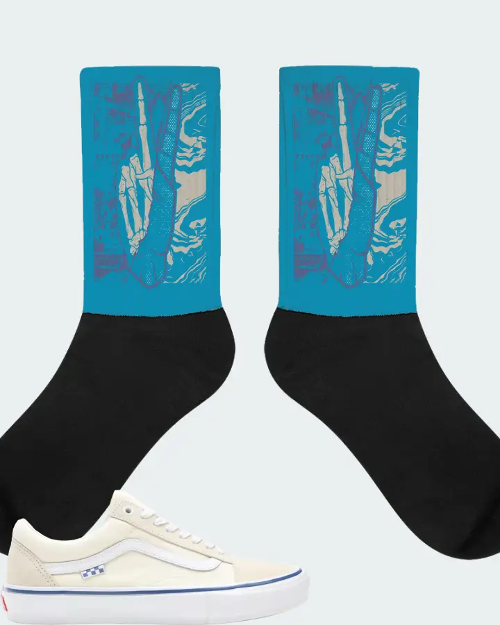 Vans Skate Old Skool Sneaker Matching Aqua Socks - Peace of mind