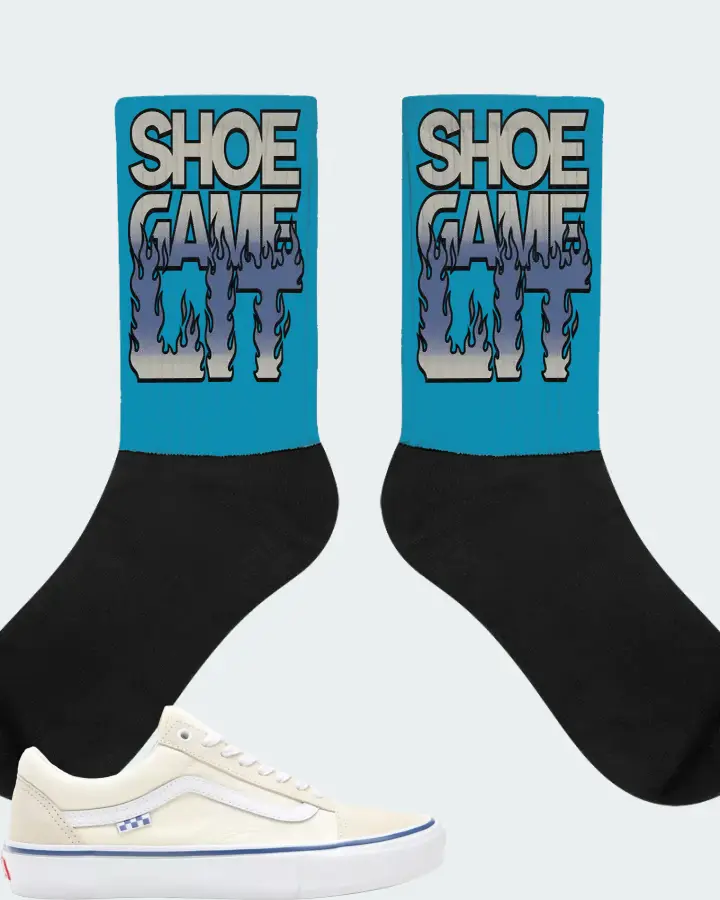 Vans Skate Old Skool Sneaker Matching Aqua Socks - Shoe Game Lit Refreshed