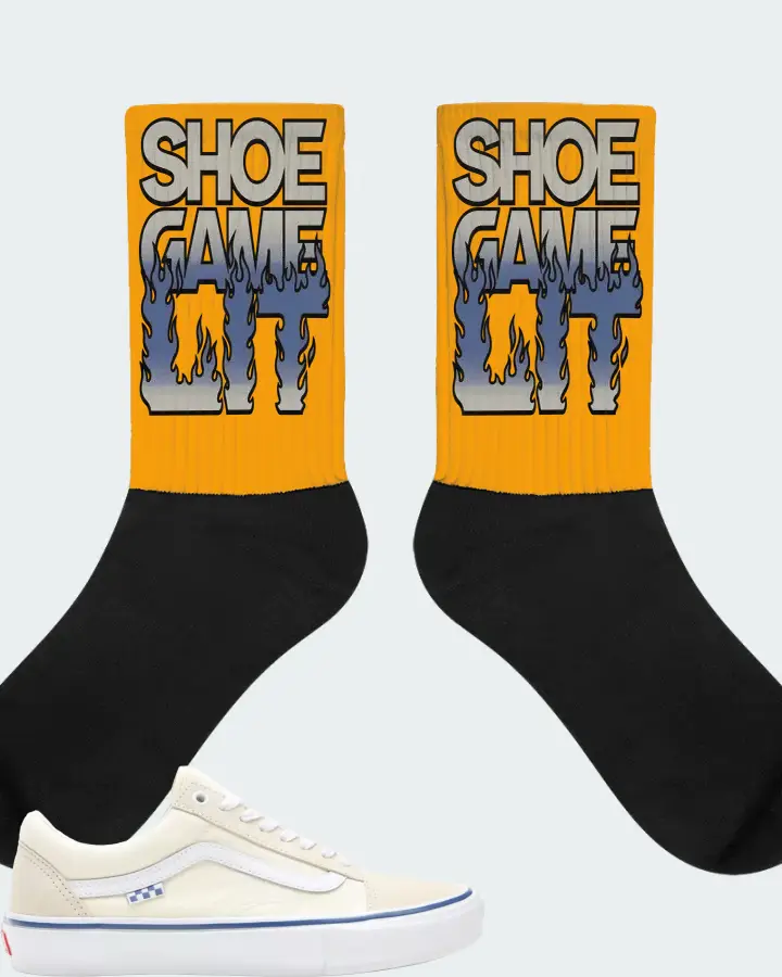 Vans Skate Old Skool Sneaker Matching Gold Socks - Shoe Game Lit Refreshed