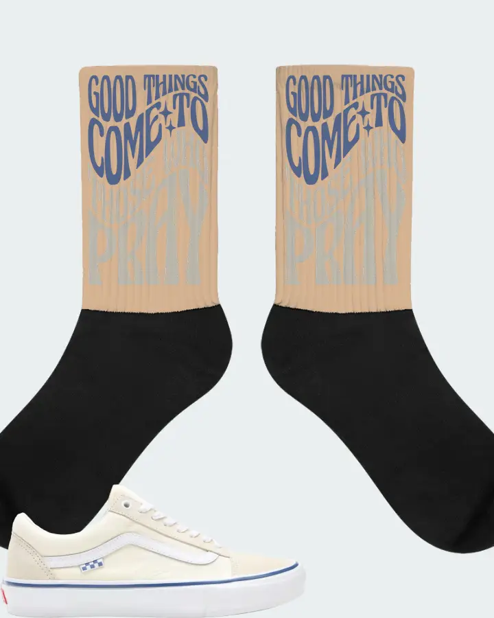 Vans Skate Old Skool Sneaker Matching Cream Socks - Good Things Come To Those Who Pray
