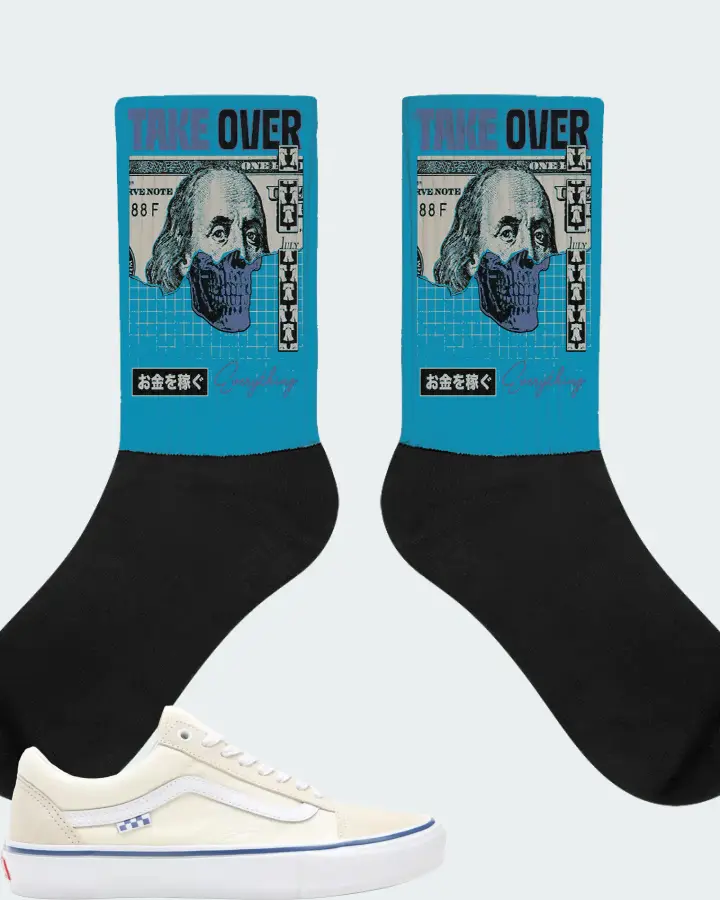 Vans Skate Old Skool Sneaker Matching Aqua Socks - Take Over