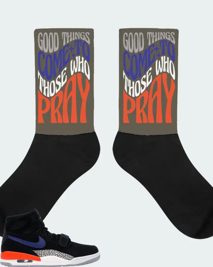 Jordan Legacy 312 Sneaker Matching Army Green Socks - Good Things Come To Those Who Pray