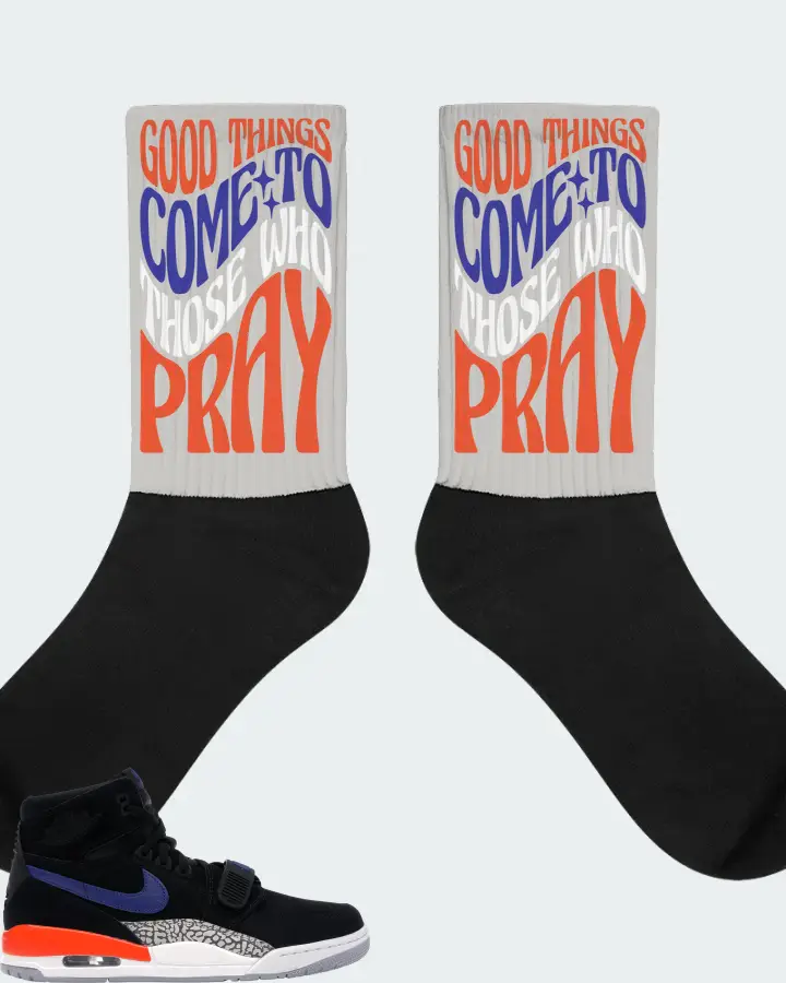 Jordan Legacy 312 Sneaker Matching Grey Socks - Good Things Come To Those Who Pray