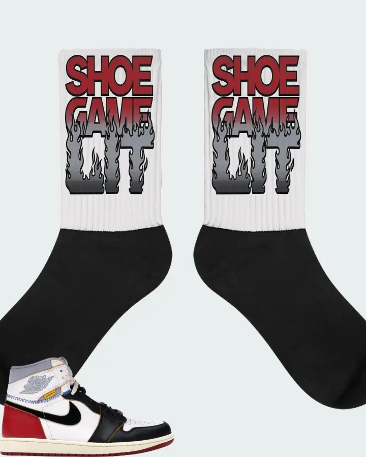 Jordan 1 Retro High Sneaker Matching White Socks - Shoe Game Lit Refreshed