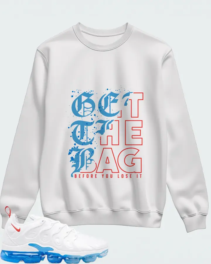 Nike Air VaporMax Plus White University Blue Matching Sweatshirt