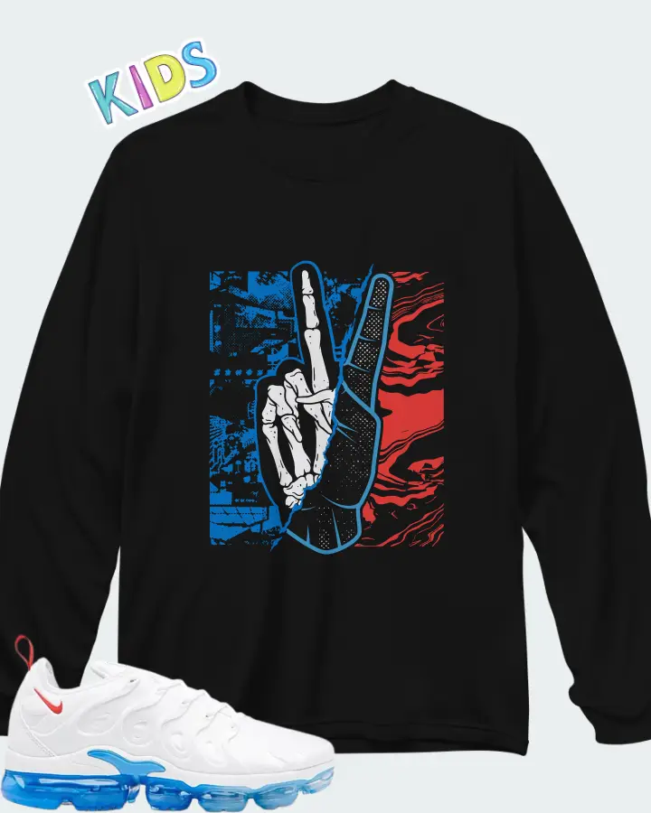 Nike Air VaporMax Plus White University Blue Matching Kid's Long Sleeve T-Shirt
