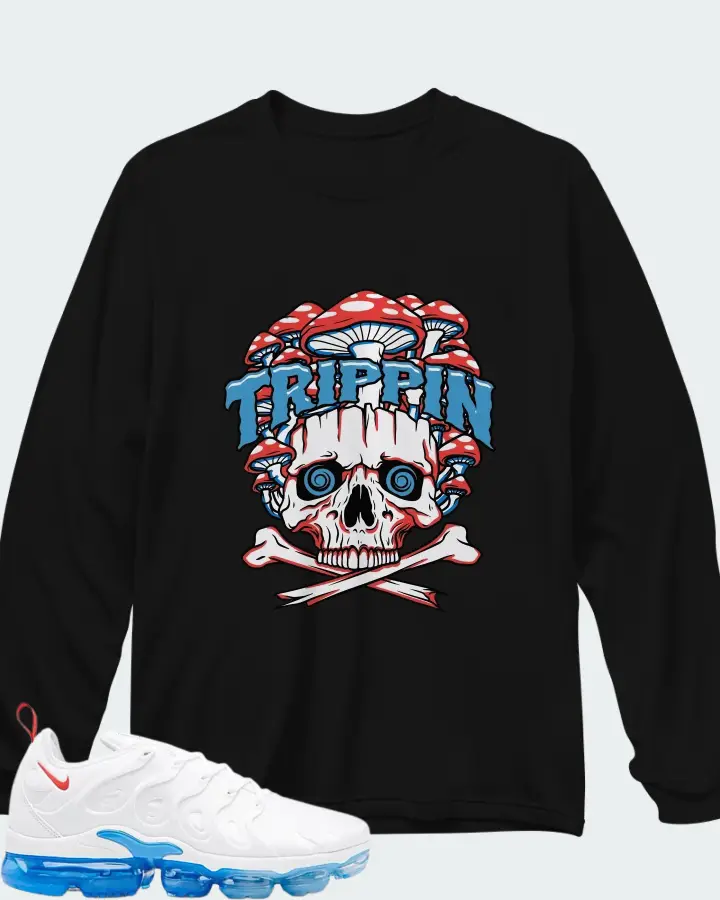 Nike Air VaporMax Plus White University Blue Matching Long Sleeve T-Shirt