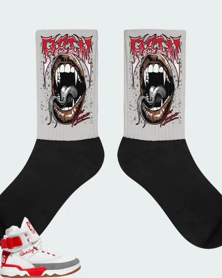 Ewing Athletics 33 HI White Red Grey Gum Matching Socks