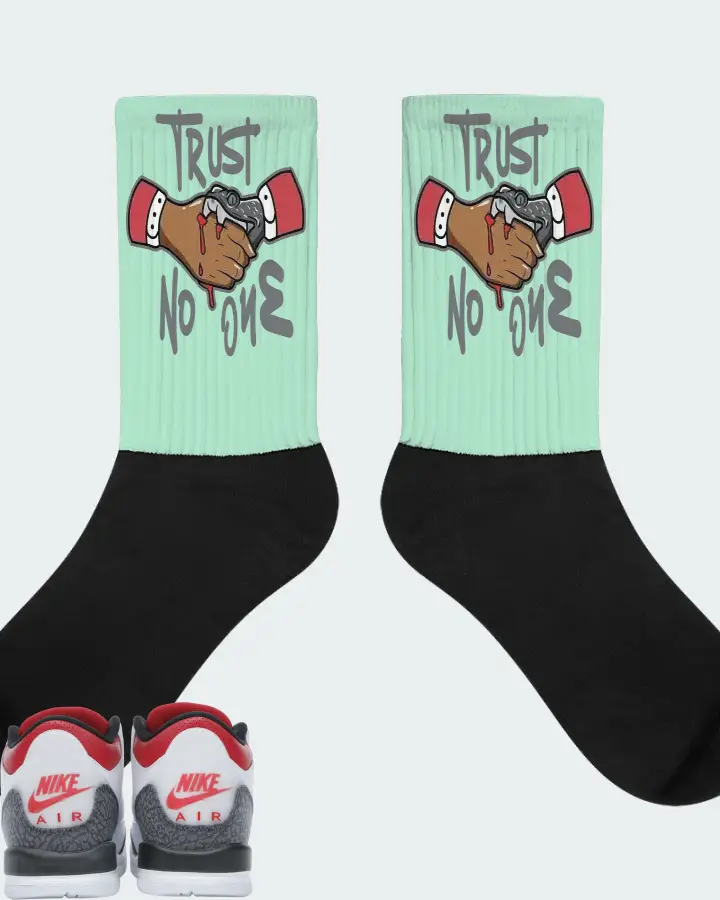 Jordan 3 Retro Sneaker Matching Mint Socks - Trust No One