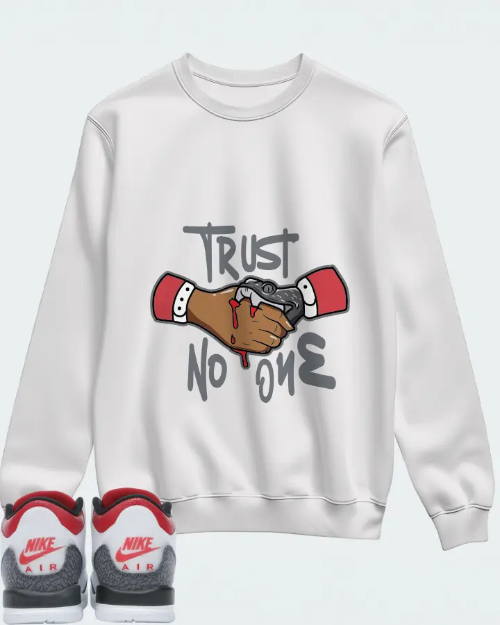 Jordan 3 Retro Sneaker Matching White Sweatshirt - Trust No One