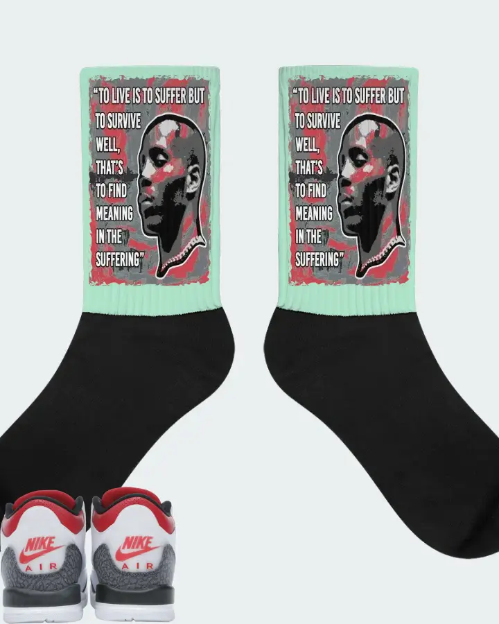 Jordan 3 Retro Sneaker Matching Mint Socks - DMX Suffer Quote