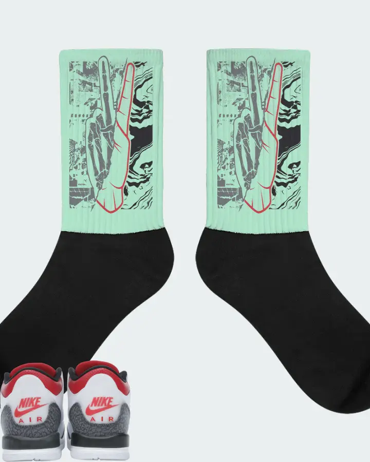 Jordan 3 Retro Sneaker Matching Mint Socks - Peace of mind