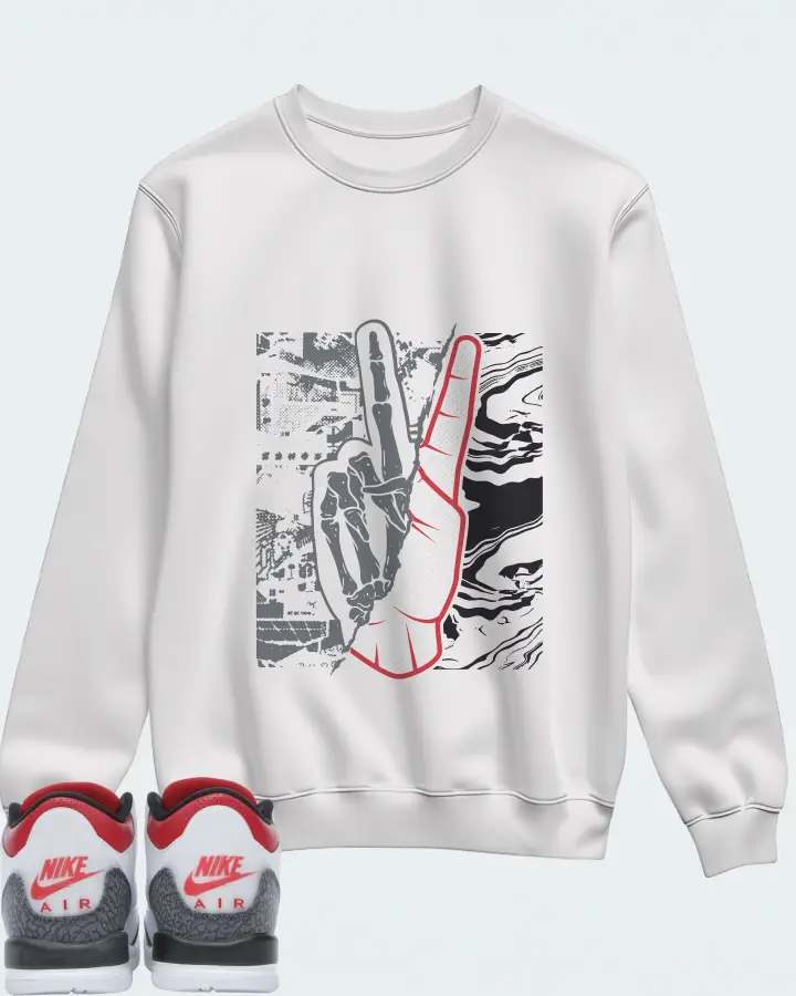 Jordan 3 Retro Sneaker Matching White Sweatshirt - Peace of mind
