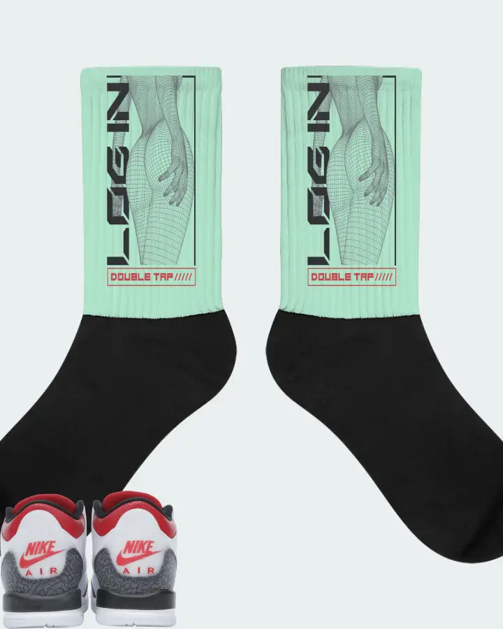 Jordan 3 Retro Sneaker Matching Mint Socks (LOGIN) - View 1