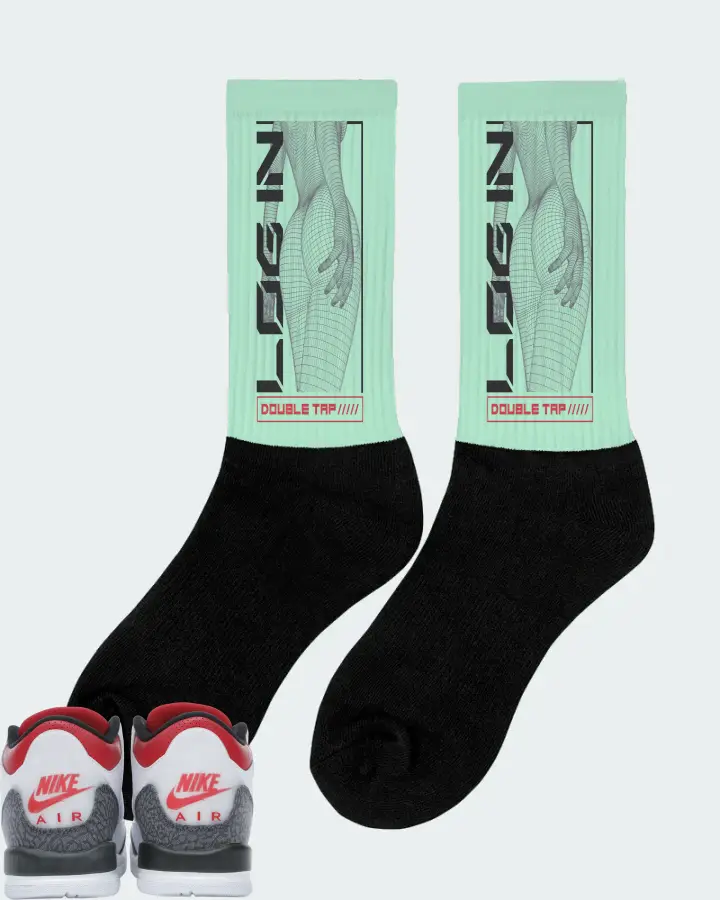 Jordan 3 Retro Sneaker Matching Mint Socks (LOGIN) - View 3