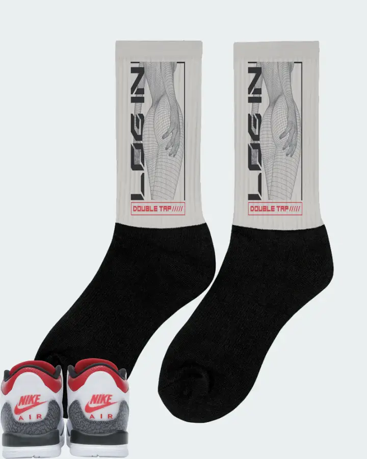 Jordan 3 Retro Sneaker Matching Grey Socks (LOGIN) - View 3