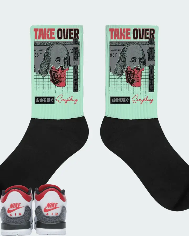 Jordan 3 Retro Sneaker Matching Mint Socks - Take Over