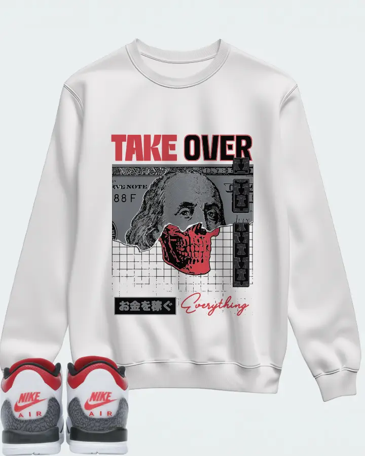 Jordan 3 Retro Sneaker Matching White Sweatshirt - Take Over