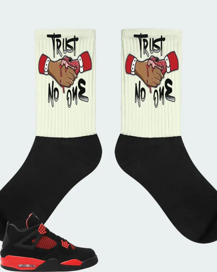Jordan 4 Retro Sneaker Matching Citron Socks - Trust No One