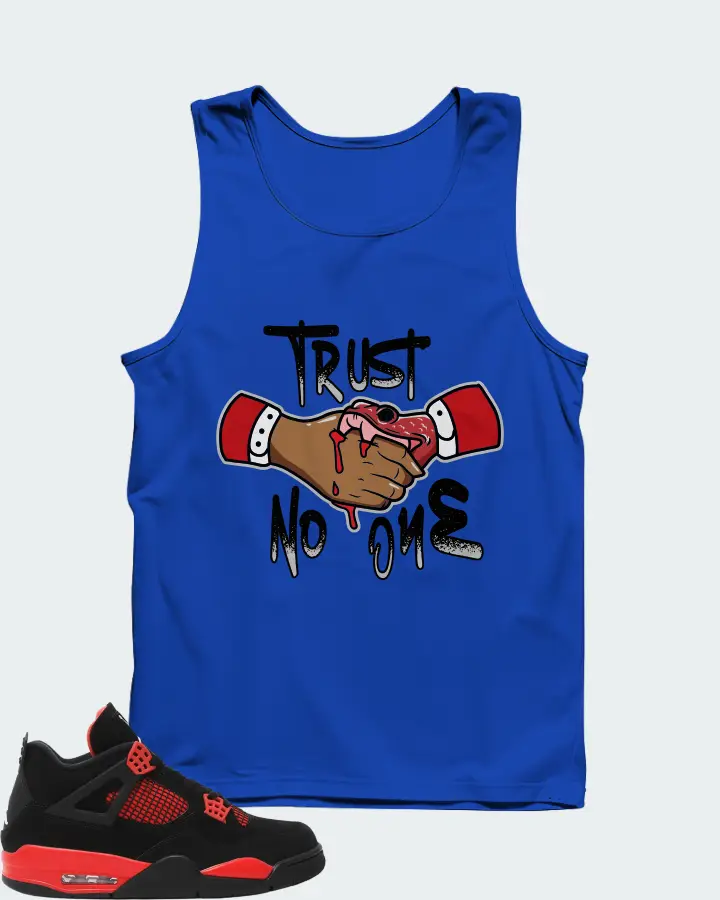 Jordan 4 Retro Sneaker Matching Royal Blue Tank Top - Trust No One