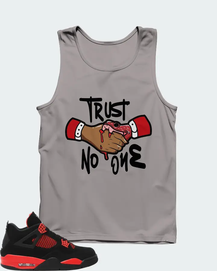 Jordan 4 Retro Sneaker Matching Grey Tank Top - Trust No One