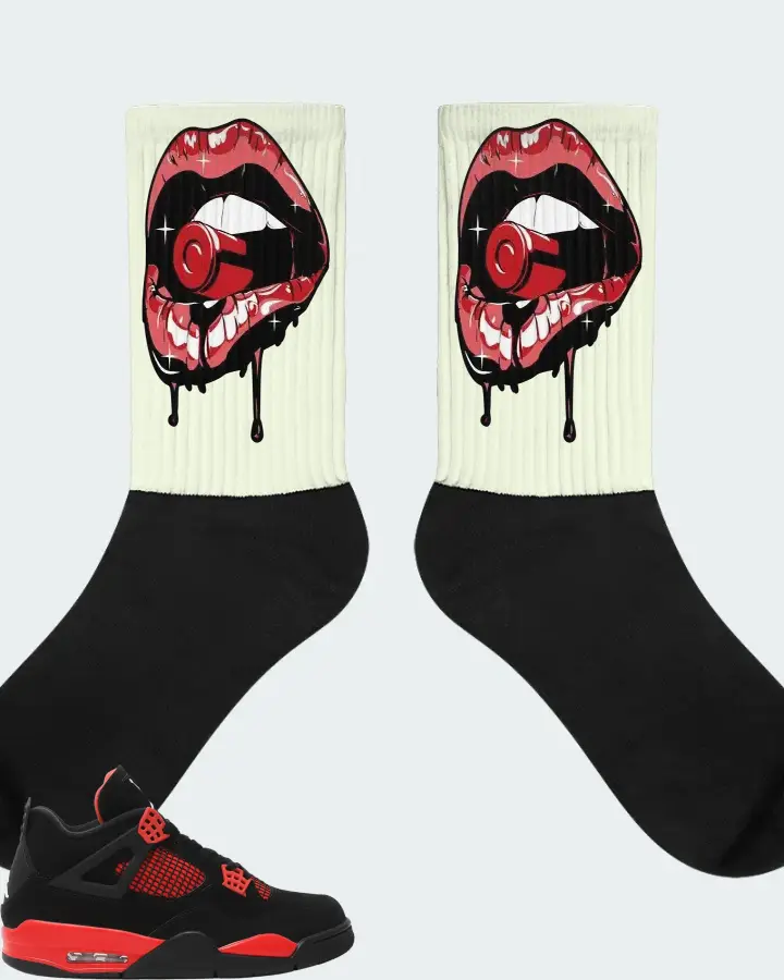 Jordan 4 Retro Sneaker Matching Citron Socks - Kiss of Death
