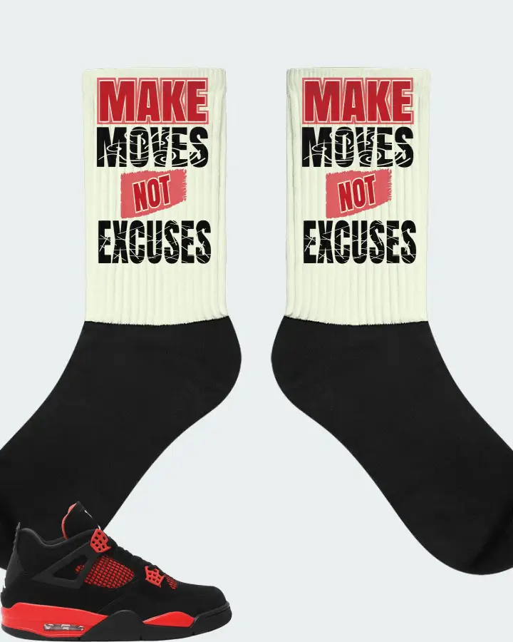 Jordan 4 Retro Sneaker Matching Citron Socks - Make Moves Not Excuses