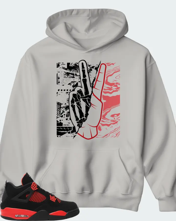 Jordan 4 Retro Sneaker Matching Grey Hoodie - Peace of mind