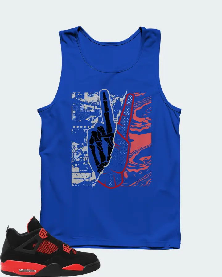 Jordan 4 Retro Sneaker Matching Royal Blue Tank Top - Peace of mind