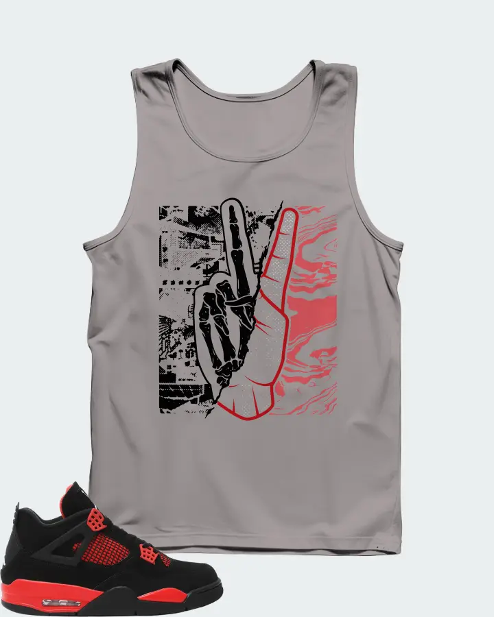 Jordan 4 Retro Sneaker Matching Grey Tank Top - Peace of mind