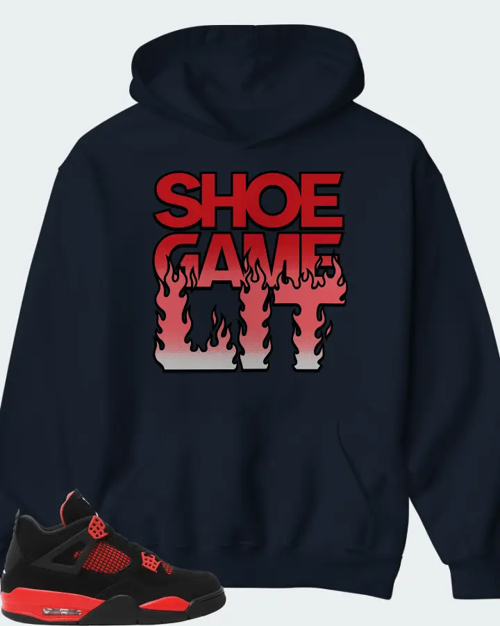 Jordan 4 Retro Sneaker Matching Navy Hoodie - Shoe Game Lit Refreshed