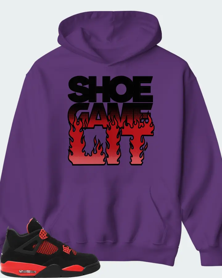 Jordan 4 Retro Sneaker Matching Purple Hoodie - Shoe Game Lit Refreshed