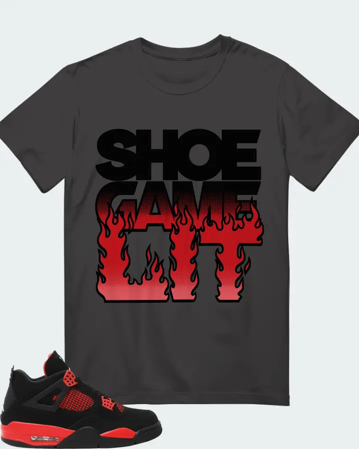 Jordan 4 Retro Sneaker Matching Dark Grey Kid's T-Shirt - Shoe Game Lit Refreshed