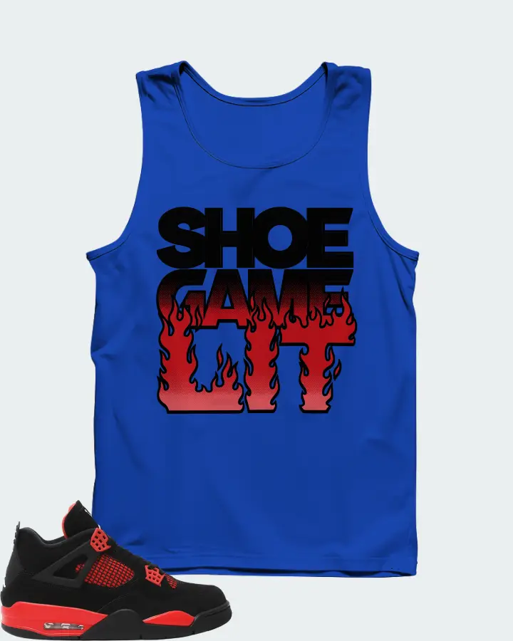 Jordan 4 Retro Sneaker Matching Royal Blue Tank Top - Shoe Game Lit Refreshed