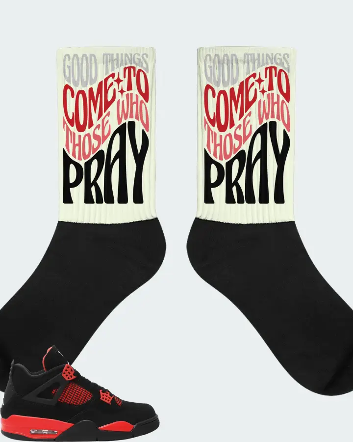 Jordan 4 Retro Sneaker Matching Citron Socks - Good Things Come To Those Who Pray