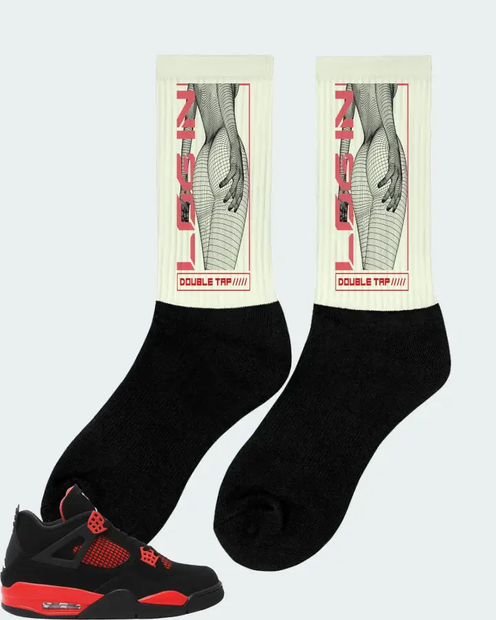 Jordan 4 Retro Sneaker Matching Citron Socks (LOGIN) - View 3